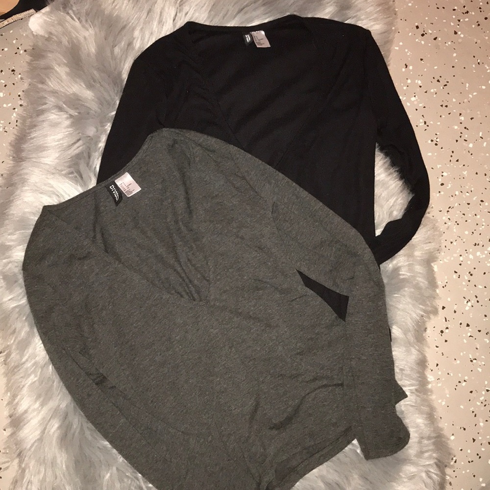 H&M deep V long sleeve shirts